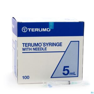 Packshot Terumo Spuit+naald 21g 1 1/2 Tb 5ml Groen 100
