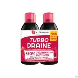 Packshot Turbodraine Granaatappel Hibiscus Duo 2x500 ml