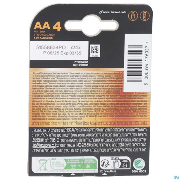 Packshot Duracell Mn1500/lr6 4