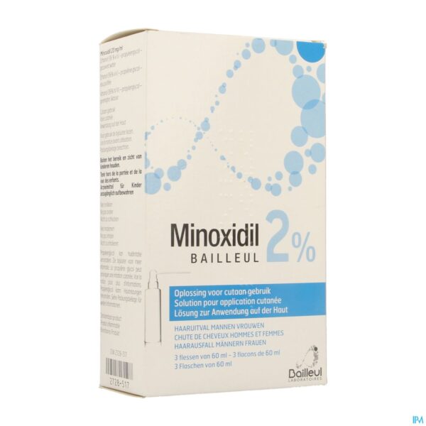 Packshot Minoxidil Biorga 2% Opl Cutaan Koffer Fl 3x60ml