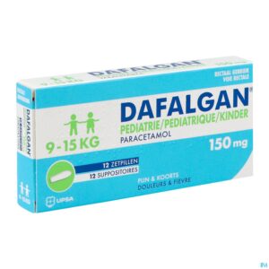 Packshot Dafalgan Pediatrie 150mg Suppo 12