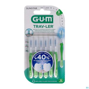 Packshot Gum Trav-ler Interdent.borsteltje 1,1mm 6 1414m6