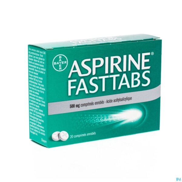 Packshot Aspirine Fasttabs 500mg Filmomh Tabl 20