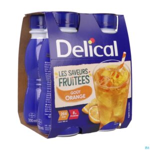 Packshot Delical Fruitdrink Sinaasappel 4x200ml