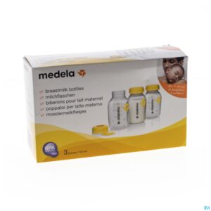 Packshot Medela Set 3 Melkflesjes Bedrukt 150ml