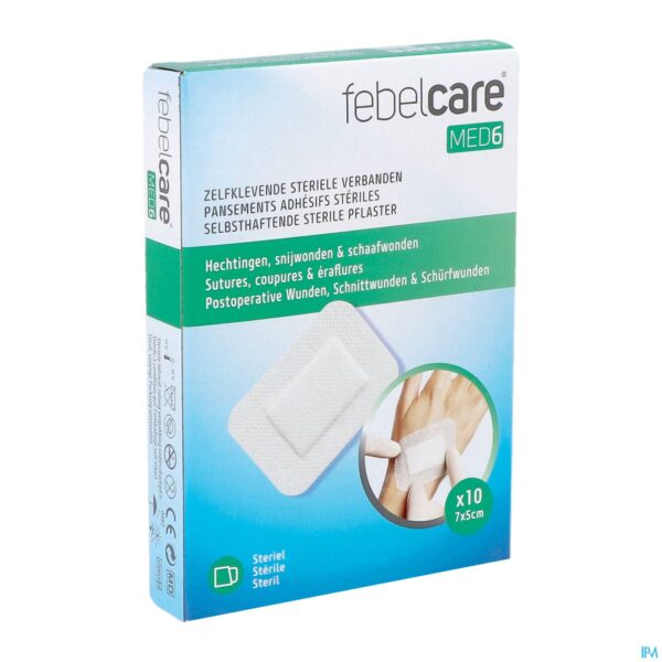 Packshot Febelcare Med6 Zelfkl. Steriele Verband.7x5cm 10st