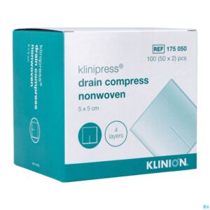 Packshot Klinion Drainkompres N/wov.4l 5x 5cm 50x2 4175050