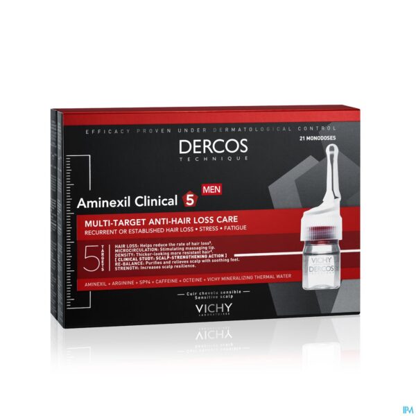 Packshot Vichy Dercos Aminexil Clinical 5 Men Amp 21x6ml