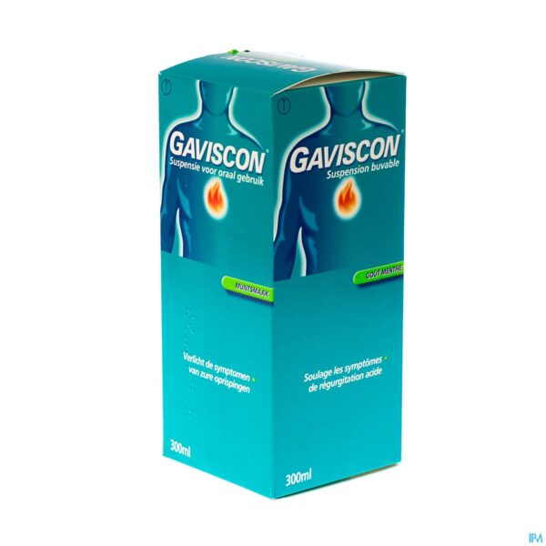 Packshot Gaviscon Menthe Munt Susp Buv 300ml