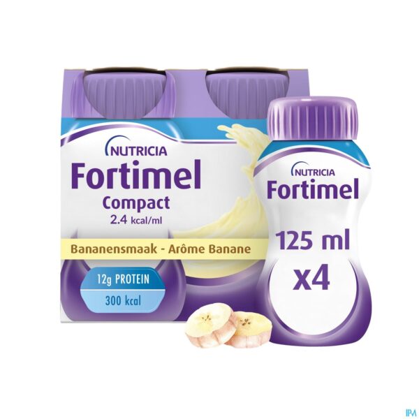 Packshot Fortimel Compact 2.4kcal Banaan 4x125ml