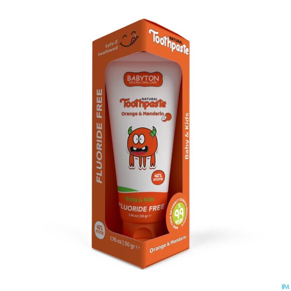 Packshot Babyton Natuurlijke Tandpasta Sin.mand.baby/kid50g