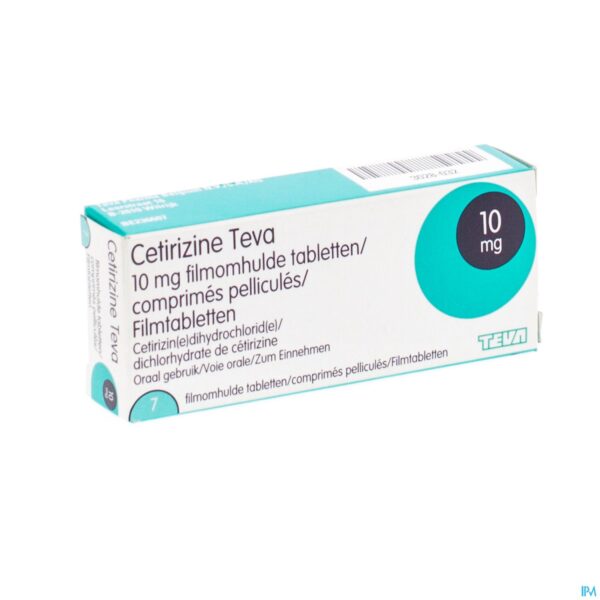 Packshot Cetirizine Teva 10mg Filmomh Tabl 7
