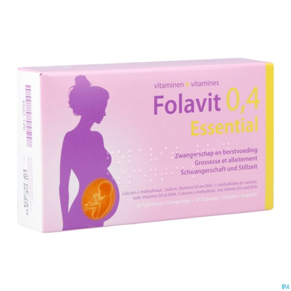 Packshot Folavit 0,4mg Essential Tabl 30 + Caps 30 Nf Packshot Folavit 0,4mg Essential Tabl 30 + Caps 30 Nf