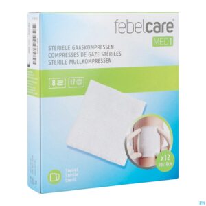 Packshot Febelcare Med1 Steriele Gaaskompres 10x10,0cm 12x1