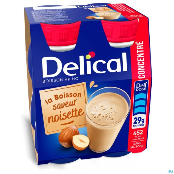 Packshot Delical Hp Hc Drank Geconc. Hazelnoot 4x200ml