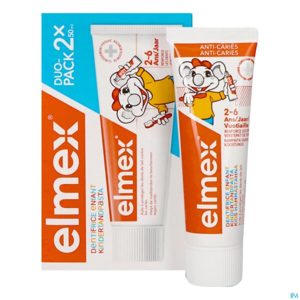 Productshot Elmex Tandpasta Kind 2-6 Jaar 2x50ml