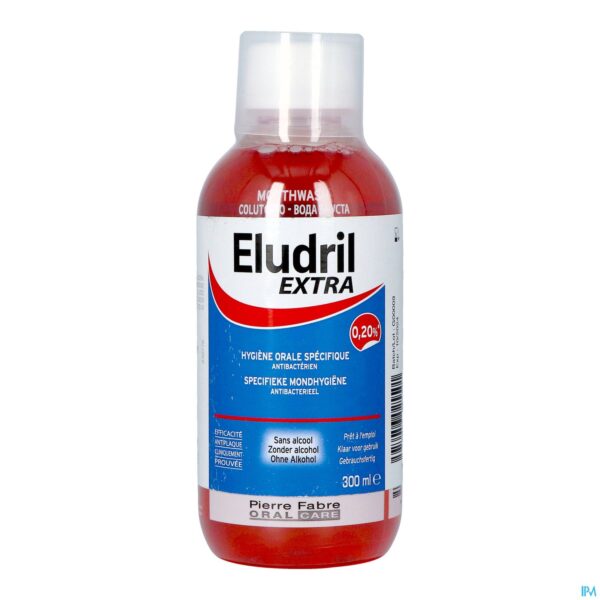 Packshot Eludril Extra Mondspoeling 300ml Packshot Eludril Extra Mondspoeling 300ml