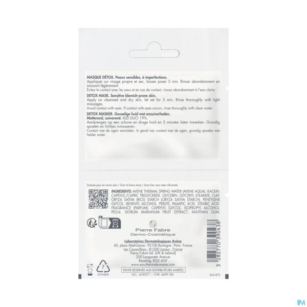Productshot Avene Cleanance Detox Masker 2x6ml