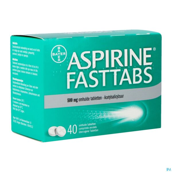 Packshot Aspirine Fasttabs 500mg Filmomh Tabl 40 Packshot Aspirine Fasttabs 500mg Filmomh Tabl 40