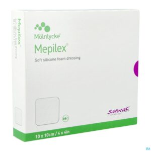 Packshot Mepilex Schuimverb Sil Abs Ster 10x10cm 5 294100