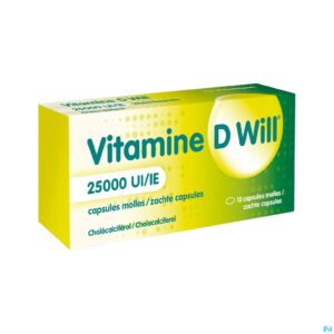 Packshot Vitamine D Will 25000ie Zachte Caps 12