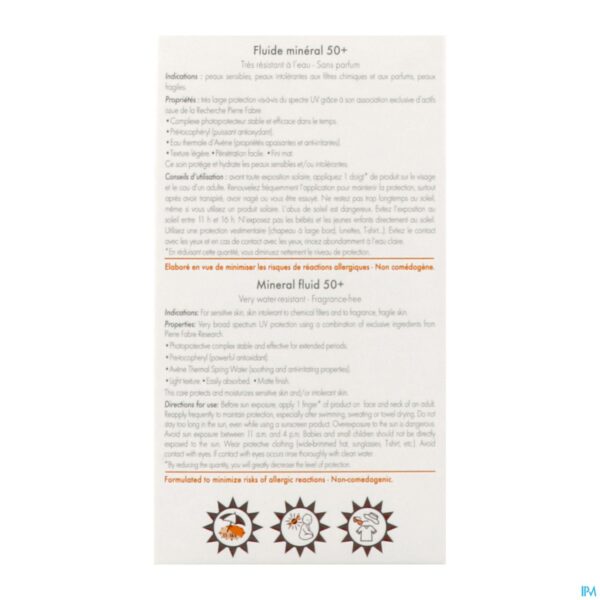 Productshot Avene Zon Spf50+ Minerale Fluide 40ml