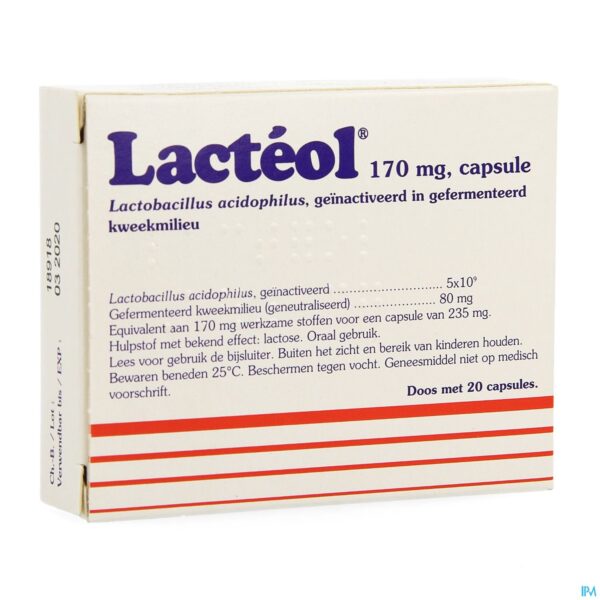 Packshot Lacteol 170mg Caps 20