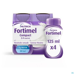 Packshot Fortimel Compact 2.4kcal Neutraal 4x125ml