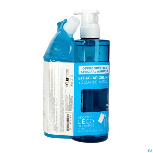 Packshot Lrp Effaclar Gel Mouss.400ml + Refill 400ml -50%