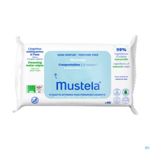 Packshot Mustela Reinigende Doekjes Water Z/parfum 60