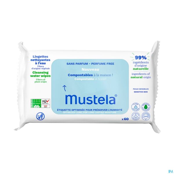 Packshot Mustela Reinigende Doekjes Water Z/parfum 60