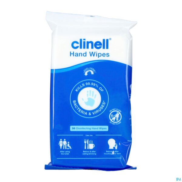 Packshot Clinell Reiningingsdoekjes Handen 30