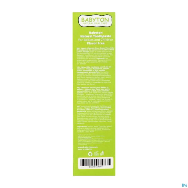 Packshot Babyton Natuurlijke Tandpasta Z/smaak Baby/kids50g