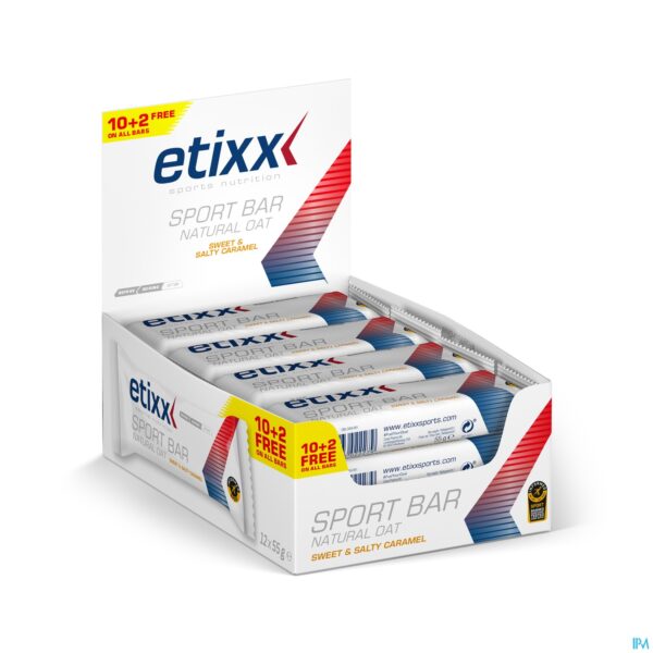 Packshot Etixx Natural Oat Bar Sweet&salty Caramel 12x55g