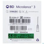 Packshot Bd Microlance 3 Naald 21g 5/8 Rb 0,8x16mm Groen100