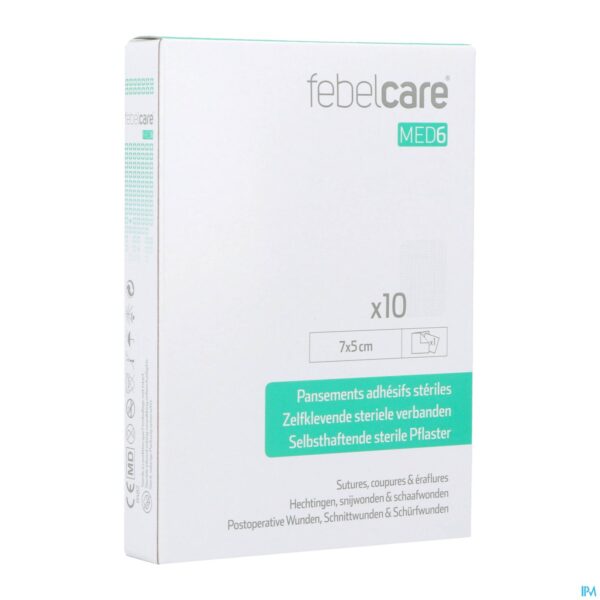 Packshot Febelcare Med6 Zelfkl. Steriele Verband.7x5cm 10st
