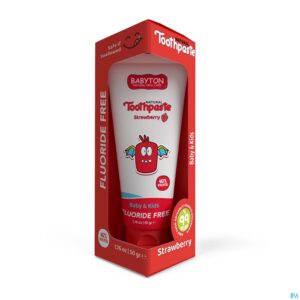 Packshot Babyton Natuurlijke Tandpasta Aardbei Baby/kids50g