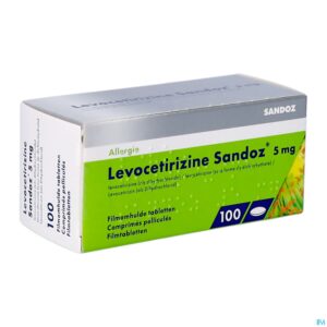 Packshot Levocetirizine Sandoz 5mg Comp Enrob.100 X 5mg