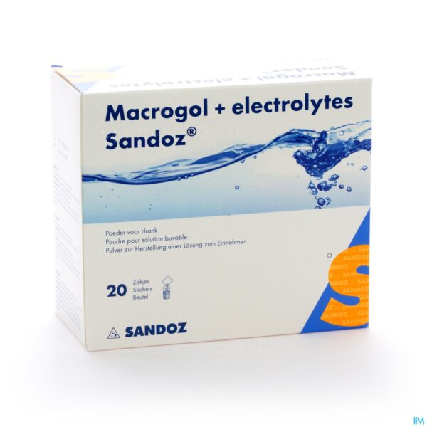 Packshot Macrogol + Elektr Sandoz Pdr Ciroensmaak 20x13,7g