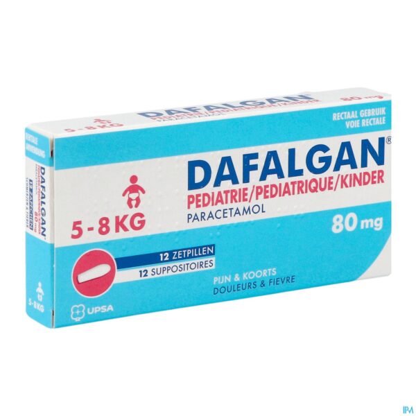 Packshot Dafalgan Pediatrie 80mg Suppo 12