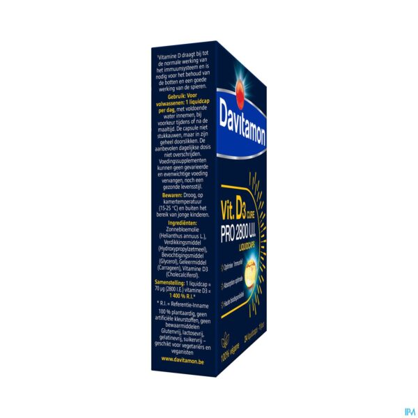 Packshot Davitamon Vegan Vit.d3 2800iu 24 Caps Be