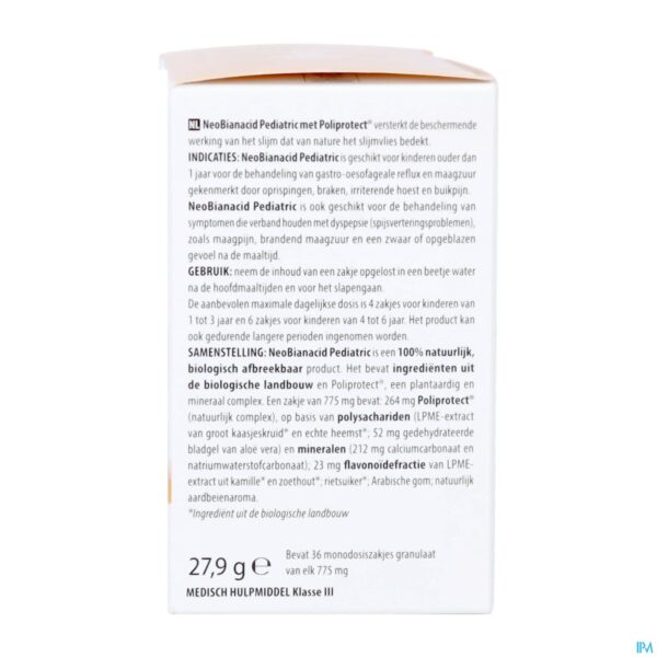 Packshot Neobianacid Pediatric Zakjes Granulaat 36x775mg