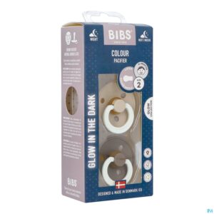 Packshot Bibs 2 Fopspeen Duo Glow In Dark Vanilla/oak