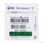 Packshot Bd Microlance 3 Naald 21g 5/8 Rb 0,8x16mm Groen100