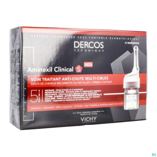 Packshot Vichy Dercos Aminexil Clinical 5 Men Amp 21x6ml