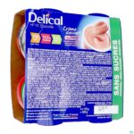 Packshot Delical Creme Dessert Hp-hc Z/suik. Aardbei 4x124g