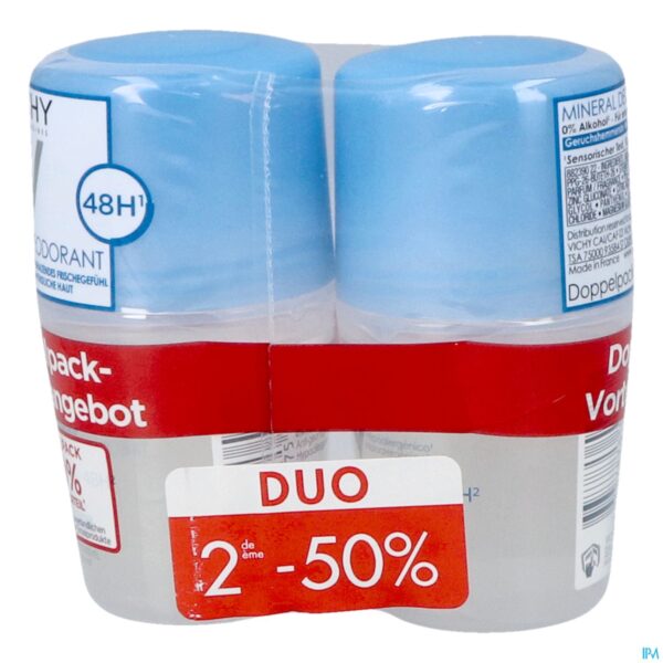 Packshot Vichy Deo Mineraal Roller 48u Duo 2x40ml