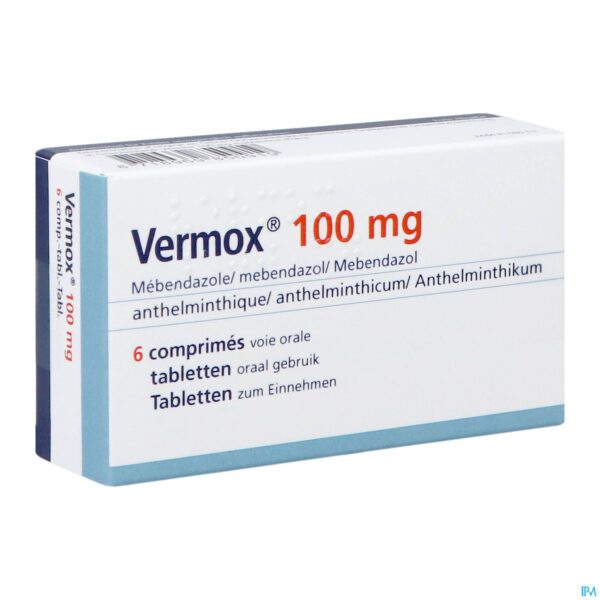 Packshot Vermox Orifarm 100mg Tabl 6 Pip