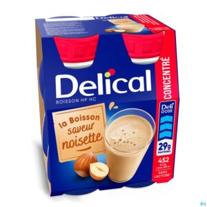 Packshot Delical Hp Hc Drank Geconc. Hazelnoot 4x200ml