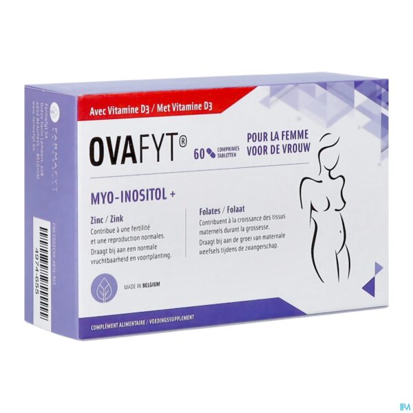 Packshot Ovafyt Myo-inositol Folaat Zink Vit D Tabl 60